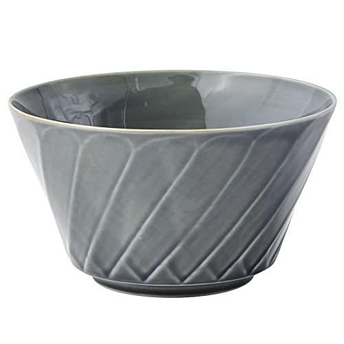 波佐見焼 一真窯 鉢 ボウル 大 16cm 彫刻紋 藍墨 斜め彫 電子レンジ 食洗機可 11107