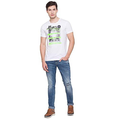 Image of Spykar Printed Blended Slim Fit Mens T-Shirt (A21MKT02BA033WH-P)