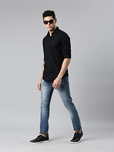 Image of THE SOUL PATROL Men's Casual Regular Fit Full Sleeve Premium Cotton Button-Down Shirt with Single Patch Pocket - Stylish, Classic, Comfortable, and Elegant for Everyday Wear