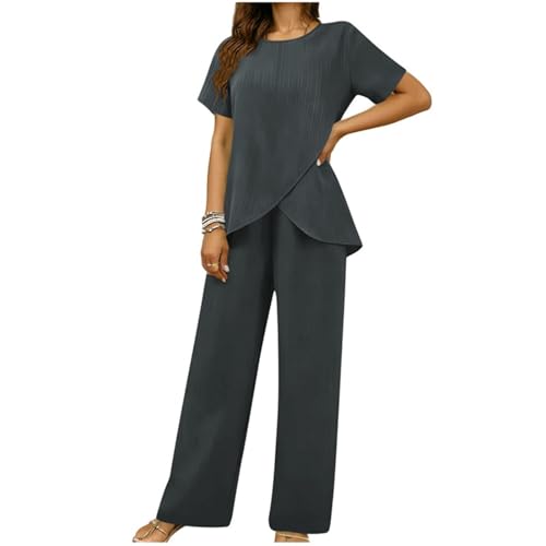 Abbigliamento estivo da donna: un'aggiunta versatile al tuo guardaroba. Questo elegante tailleur pantalone in mussola a due pezzi si abbina facilmente a sandali piatti per un look casual perfetto. Perfetto da indossare ogni giorno, in vacanza, all'aperto, per feste, per strada, per festival, a casa, sembra molto elegante e molto chic.