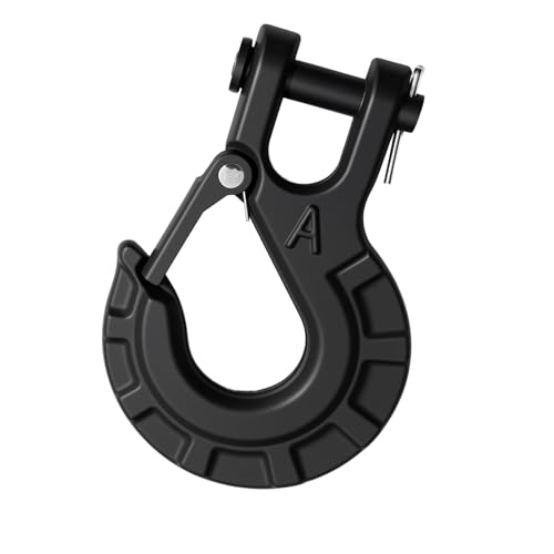 High-PQ 1/4 Forged Alloy Steel Clevis Slip Hook with Safety Latch Heavy Duty Winch Hook 11900lbs Load Capacity for Truck Trailer Tow Chain Winch Cable Ropes (Matte Black)