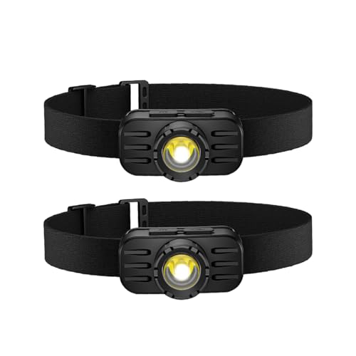 SuperFire Rechargeable LED Headlamp, 4 Modes, 60° Adjustable Angle, Zoomable & Waterproof, for Camping, Hiking, Running, 2-Pack (HL80-BLACK)