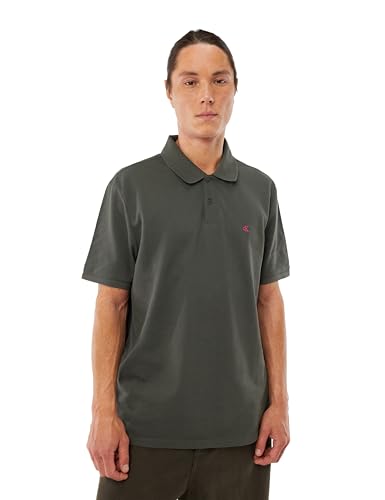 Calvin Klein Uomo Maglietta Polo Maniche Corte Monogram Pique in Cotone, Marrone (Beluga), XXL