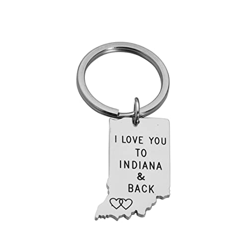 Asqunpin Indiana State Map Keychain Long Distance Gift
