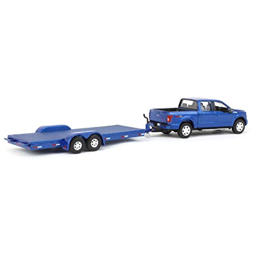 Camión Ford F-150 2019 1:64 Azul con Trailer miniatura 3