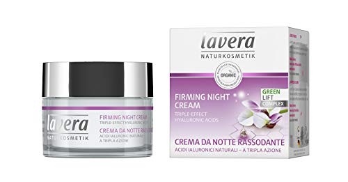 lavera Firming Night Cream: Anti-Aging Face Moisturizer with lifting effect - Hyaluronic Acid, Karanja Oil & Organic White Tea support skin regeneration for softer skin while you sleep – 1.7 OZ