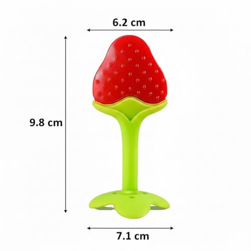 Image of Safe-O-Kid BPA-Free Organic Silicone Fruit Teether | Soft, Non-Toxic Teething Relief for Infants & Toddlers | Food-Grade for 0-12 Months - Red
