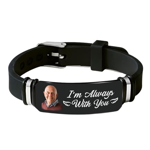Custom Photo Always With You - Memorial Personalized Custom Engraved Bracelet - Sympathy Gift For Family Members
