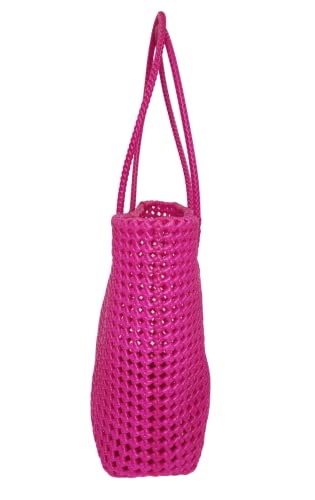 Image of ARNAVIRA Handmade Multipurpose Wire Bag (Koodai) Used as Lunch Bag, Shopping, Grocery, Tote Bag, Picnic Bag, Return Gift Bag (33x15x29 CM) (Rani Pink)