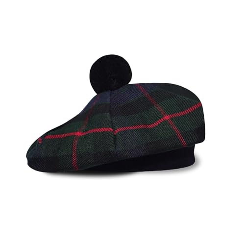 Image of Scottish Tam O' Shanter Hat Tartan Bonnet Pom Pom Wool Flat Cap One Size