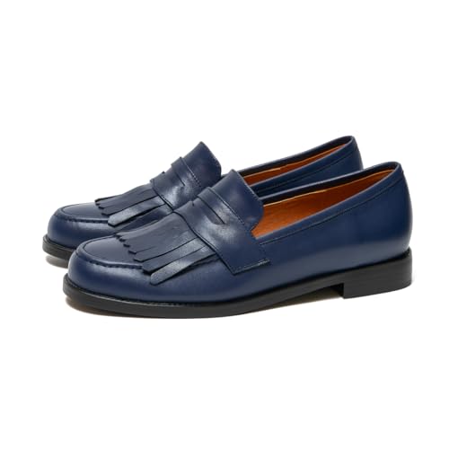 Image of ONEENO Women's Flat Leather Fringe Loafer
