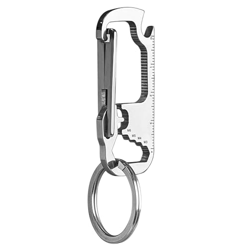 Keychain Carabiner with Bottle Opener, Stainless Steel Carabiner Clip for Car Keys, Mini Multitool Keychain Clip for Men Belt Hook, Heavy Duty Key Chain Ring Clip