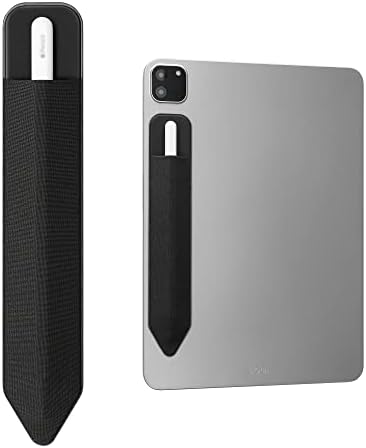 kwmobile Tablet Pen Holder Compatible with Apple Pencil - Touch Screen Pad Pen Self Adhesive Faux Leather Holder for Pens - Black