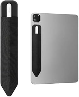 kwmobile Tablet Pen Holder Compatible with Apple Pencil - Touch Screen Pad Pen Self Adhesive Faux Leather Holder for Pens - Black