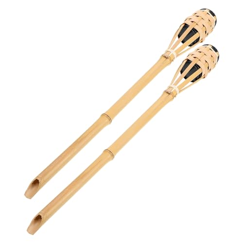 Operitacx 2 Piezas Antorchas de Bambú para Exterior Luz de Aceite Decoración para Fiestas Instalación Efecto Visual