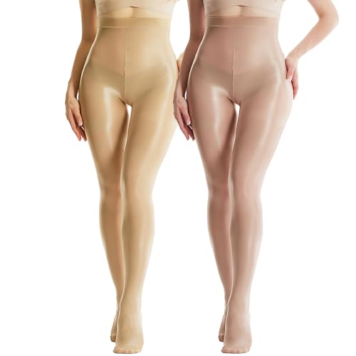 Image of Buauty Shimmer Tights for Women, Shiny Oil Pantyhose Stockings, Oil Bright Shaping Tight Ultra Shiny Sheer Tights High Waist