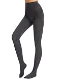 Pularlegs Women's Cable Knit Tights - Soft Cozy Warm Opaque 1-Pack for Fall Winter, Everyday Wear in Dark Gray (S/M)