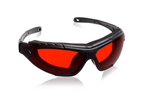 Red Lens Green & Blue Light Blocking Glasses - Sleeping Aid Eye Mask Block 99.9% of Stimulating Light Wavelengths - Fight Insomnia & Jet Lag - Comfortable Strap & Adjustable Fit - Mens or Womens