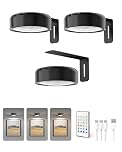 Homelist Picture Lights for Wall, 2200mAh Rechargeable Picture Light, 12 RGB Poster Lights with 3 Color Temperatures, Remote Dimmable, for Paintings Art Display Gallery Walls, Art Lovers, Black 3 Pack