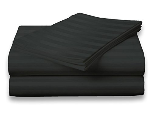 LUXURIOUS BEDDING Collection 800-Thread-Count Egyptian Cotton Wrinkle Fade and Hypoallergenic 18'' Deep Pocket 6 PC Bed Sheet Set UK King Size Black Striped