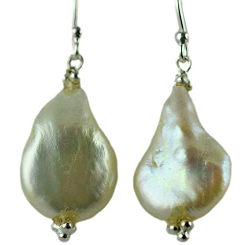 Navya Craft 925 Solid Sterling Silver Baroque Pearl Handmade Women Earring