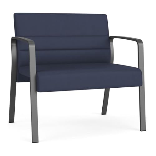 Lesro Waterfall Reception Waiting Room Bariatic Chair/Charcoal Steel/Blue