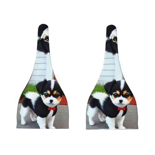 Newborn Baby Hat, Black and White Puppy Print Soft Top Knot Beanie Cap, Cute Baby Headwear for 0-6 Months3