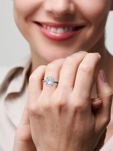 1 Carat Radiant Cut Moissanite Ring for Women, Solid 925 Sterling Silver, Size 4-11, Wedding Bands Engagement Promise Aniversary Ring, Birthday Valentines Mothers Day Ideal Gift for Her2