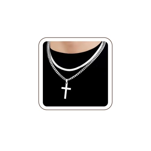 Cadeaux de Saint-Valentin pour petit ami collier croix acier