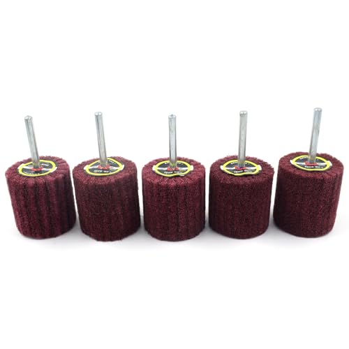 Image of KWICK CUT+ Non Woven vf Spindle Mop Wheel 40x40x6mm with 6mm Shaft 5pcs - Abrasive Surface Conditioning & Polishing Wheel for Drill /Rotary Tool