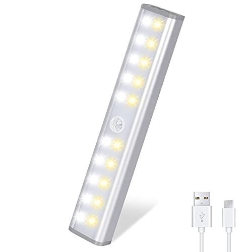 Homelife LED Motion Sensor Bars Lights, 20LEDS Wireless Under Cabinet Lighting, LED Closet Lights, Build in Rechargeable Battery, Stick-on Magnetic Motion Sensor Light Indoor for Kitchen, Stairway