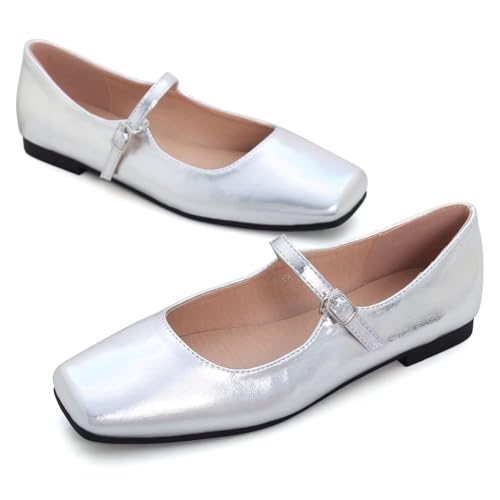 Image of LUXINYU Women's Slip on Flats,Classy Round Toe Solid Classic Mary Jane Ballet Dance Shoes Soft Comfortable PU Flat Shoes
