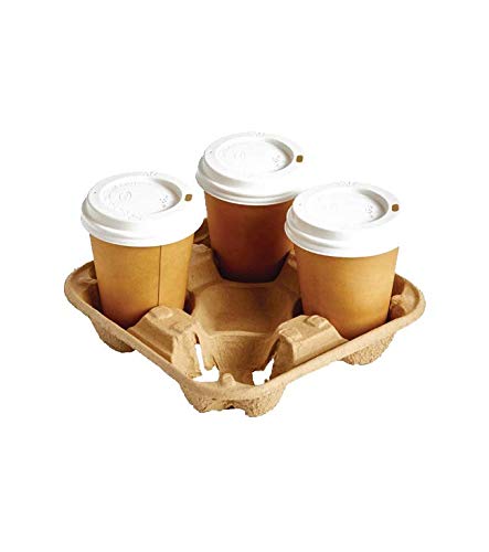 Concession Essentials 4 Cup Pulp Fiber Drink Carrier for 8-32 oz Cups - Compostable and Great for All Your Beverage Needs.