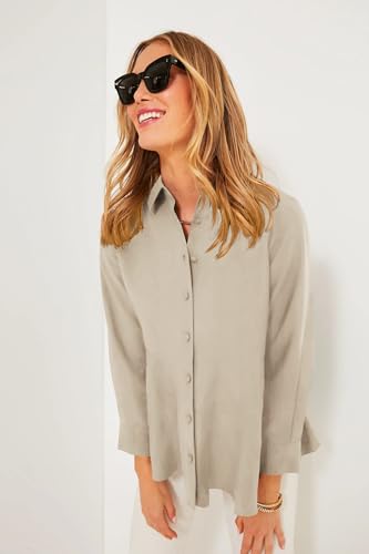 Cicy Bell Women's Button Down Shirts Collared V Neck Long Sleeve Peplum Tiered Blouse Tops2