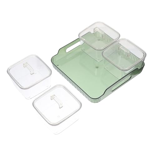 ELAYARD 北欧軽奢透明四宮格果盤点心托盤 蓋付き防塵仕様 耐久性のある実用的素材 使用簡単で清潔維持可能 おややド ーツの収納 パーティー