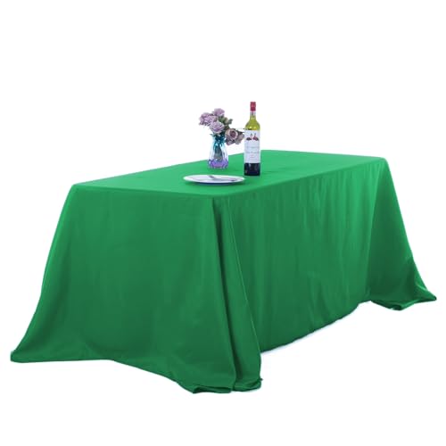 Ascoza 2pack 90x132 Inch Emerald Rectangular Tablecloth 8 Feet Table Cloth in Polyester Fabric for Wedding/Banquet/Restaurant/Parties
