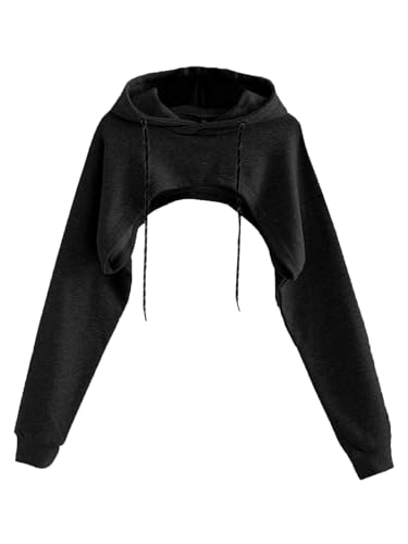 FANGJIN Women's Long Sleeve Striped Hoodie - Drawstring Pullover Sweatshirt Top, D005 Black, Small