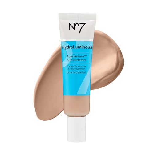 No7 HydraLuminous Skin Tint Perfector - Aqua Release Tinted Moisturizer with a Hydrating, Lightweight Formula - Sheer to Light Coverage Face Makeup - Light (1 Fl Oz)