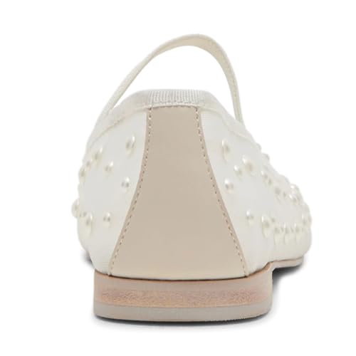 miss left Women Stylish Pearls Round Toe Mary Jane Flats Bowknots Elastic Strap Mesh Breathable Ballet Shoes Size 4-16 US4