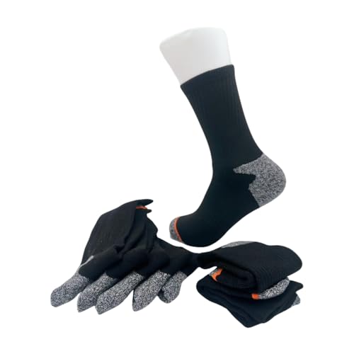 Aeonrow 5-Pairs Men's Weatherproof Vintage Outdoor Wool Blend Crew Calf Socks, Black, 6-123