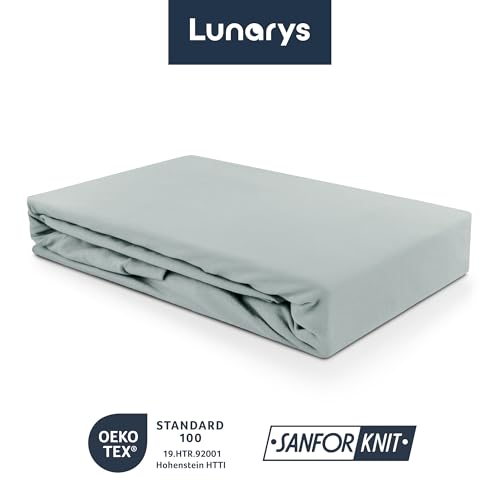Lunarys® SleepRoyal Luxus Spannbettlaken 90x200cm - Silbergrau - 250 g/m² Premium Bettlaken - Stretch Jersey - für hohe 