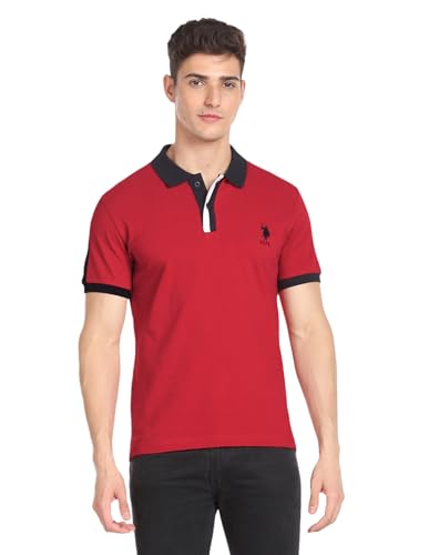 Image of U.S. POLO ASSN. Solid Slim Fit Polo T Shirts for Men - 100% Cotton, Half Sleeve Mens Tshirt