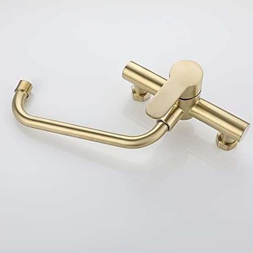 Sink Mixer Tap Wall-Mounted Brushed Gold Kitchen Faucet, Swivel Pot Filler Tap, Wall Mounted Hot and Cold Sink Tap, Rotate Spout Stainless Steel Faucet Wall Mounted Faucet Water Ta