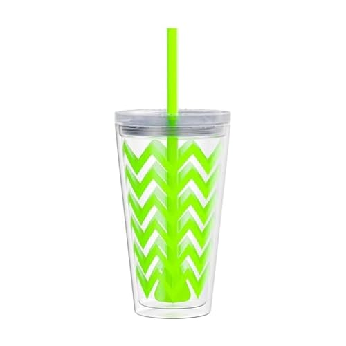 Copco Minimus 24oz Double Wall Insulated Tumbler with Removable Straw - BPA-Free Tritan Plastic, Leak-Proof Quarter-Turn Lid, Dishwasher Safe Travel Mug for Cold Beverages On-the-Go (Lime Green)