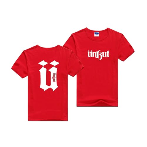 UZVKAVJP T-Shirts pour Hommes Streetwear pour Unkut Uni Manches Courtes Léger Imprimé Polos Doux Style Sportif Col Ras du Cou Vêtements-Red||XXL