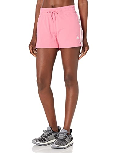 adidas Women's Essentials Slim 3-Stripes Shorts, Rose Tone/White, Medium