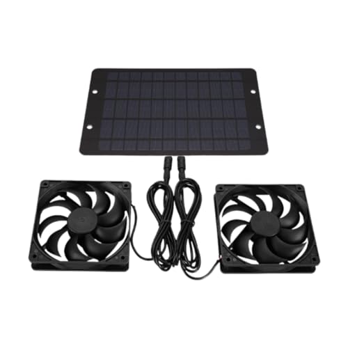 MagiDeal Ventilador de extracción con Panel Solar, ventilación y refrigeración de Entrada con Dos Ventiladores, portátil, 10 W, 12 V, para cobertizo, yate,