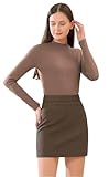 Bkul Langarmshirt Damen Thermo Oberteil Rundhal Pullover Damen Elegant Thermounterwäsche Slim Fitted Leichte Casual Tops(Dark Brown,XXL)