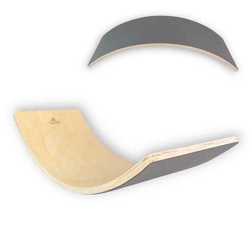 Balance Board aus Holz für Kinder | Spielzeug für Gleichgewichtstraining | Montessori Inspiriert | Indoor und Outdoor Nutzung (Dunkelgrau)