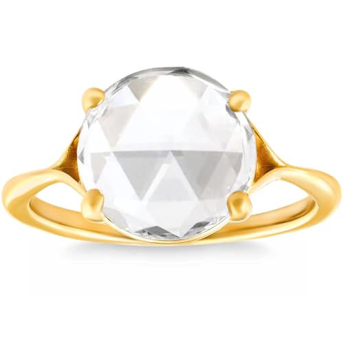 Pompeii 1-4Ct Rose Cut Solitaire Diamond Corset Engagement Ring 14k Gold Lab Grown - Size 6 (F/G,VS2-SI1)3